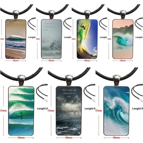 For Women Men Fashion Necklace Handmade Rectangle Shape Choker Necklace Jewelry Multi Designs Be Happy Waiting The Wave