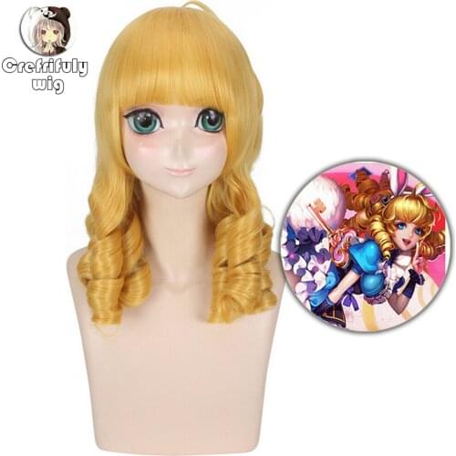 Arena Of Valor: 5v5 Arena Game Alice Golden Blonde Short Wavy Wig Cosplay Costume Synthetic Hair Wigs For Women