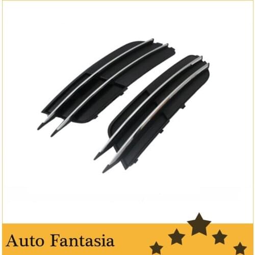 Business gift front fog light grille with chrome line accent (none cutout version)-for Audi a6 c7