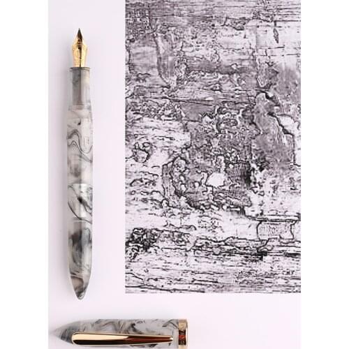 NEW Moonman Acrylic Resin Fountain Pen Iridium EF/F 0.38 / 0.5mm Wonderland Grey Writing Ink Pens Gold Trim with Gift Box Set