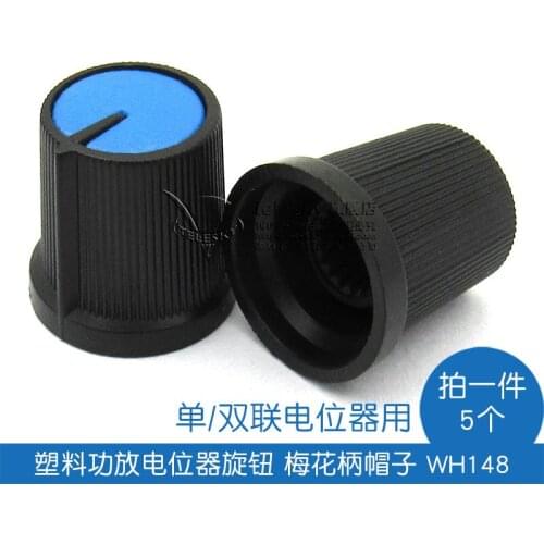Plastic power amplifier potentiometer knob plum flower hat WH148 single/double handle with potentiometer