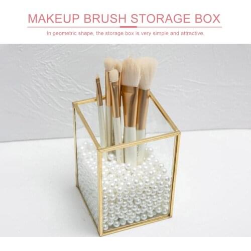 Transparent Glass Cosmetic Storage Box Makeup Brush Storage Box Drawer Organizer Desktop Dust Proof Cosmetic Jewelry Storage Box