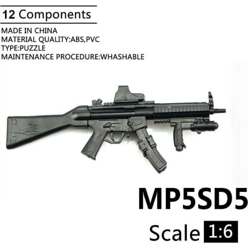 1:6 MP5SD5 Submachine Gun 1/6 Plastic Assembled Firearm Puzzle Model For 12" Soldiers Military Weapons Building Blocks