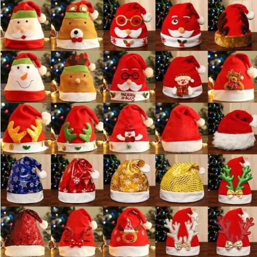 Christmas Hats Red And White Child Cartoon Christmas Hat Santa elk led Glowing hat Christmas theme party Decoration For kids SN