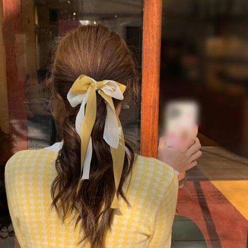 Chiffon Ribbon Hair Scrunchies Elastic Hair Band Long Streamer Bowknot Hair Rope Ponytail Holder Sweet Hair Accessories Headwear