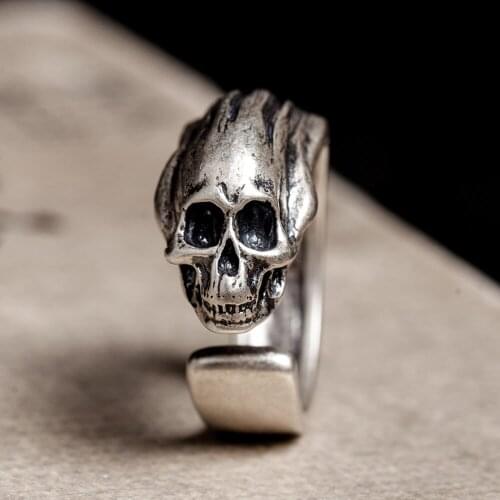 Soul Skull Ring Personality Exaggeration Mens and Womens Ring Gothic Rock Ring Motorcyclist Punk Hip Hop Party Jewelry
