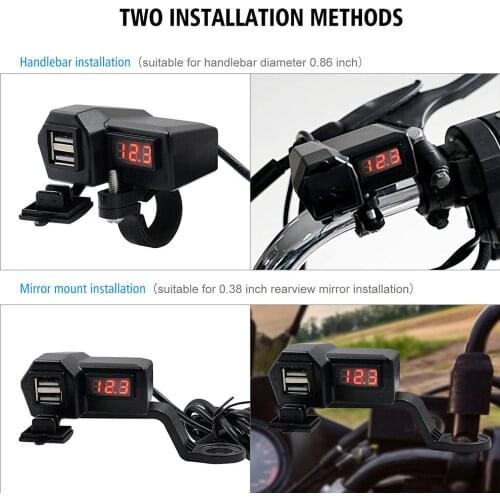 12V Car Motorcycle Mobile Phone Charger Abs Dual Usb With Switch 24V Rv Boat Car Charger + Voltmeter