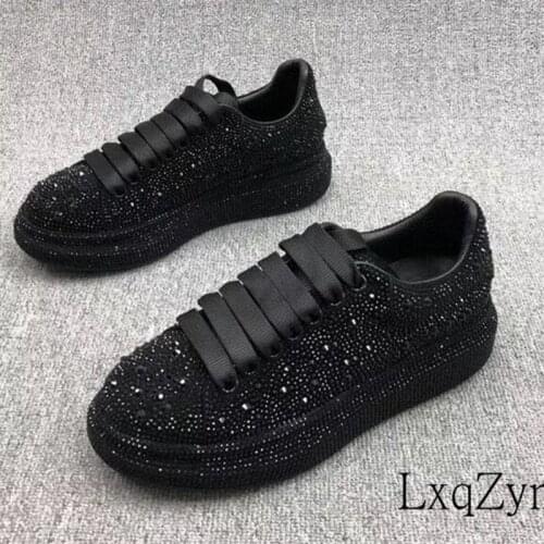 Women Outdoor Lace Up Sneakers Brand Design Crystal Glitter Autumn Winter Sweet Girls Flats Ladies Fashion Platform Casual Shoes