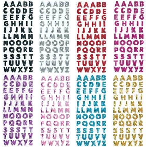 1 Sheet ABC A-Z Words Glitter Alphabet Letter Stickers Self Adhesive Stick Letters Stickers Alphabets Sticker Name Stickers