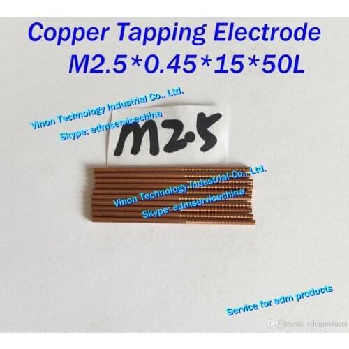 10pc/lot) M2.5x0.45x15x50mm Copper Orbital Tapping Electrode for EDM spark, Copper Threaded Electrode M2.5 with hole
