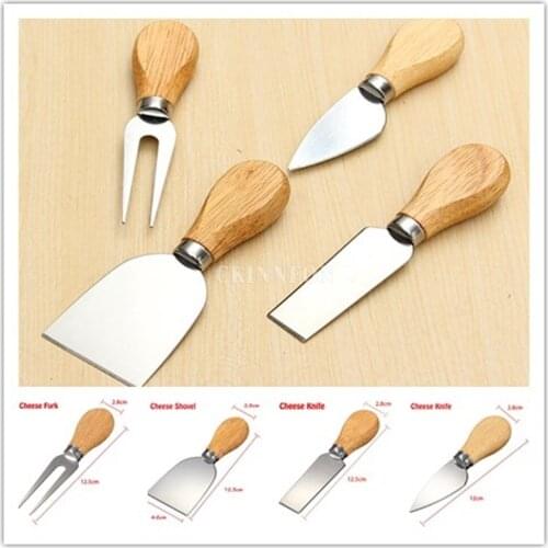 100Set 4Pcs/Set Popular Utility Practical Knives Set Wood Handle Cheese Knife Kit Cooking Tool (Size: One Size)