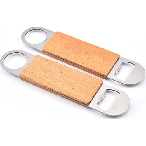 100Pcs/Lot Wooden Handle Opener Flat Beer Bottle Opener Vintage Bottle Metal Cap Opening Tools Bar Tools For Home Bar Kitchen