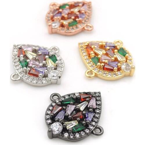 18*15*3mm Micro Pave CZ Of Mixing Colors Drop Connectors Fit For Men And Women Making Bracelets Jewelry