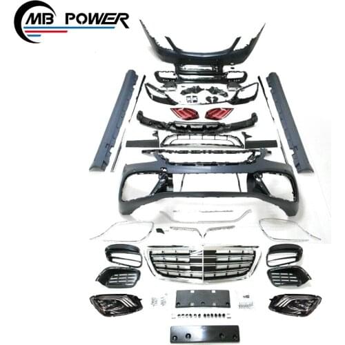 2019 2018 S class w222 S63 S65 body kit for w222 S320 S400 S450 S500 to S63 S65 with headlamp and taillights