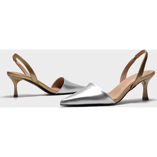 2020 autumn new Korean version of pointed head bandou sandals after empty high-heeled shoes sexy woman high-heeled shoes
