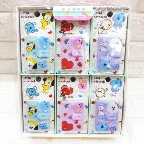 2021 Cute Cartoons Mini key ring Notebook Creative Portable Pocket Hand Book Kawaii School Supplies Stationery kids gift