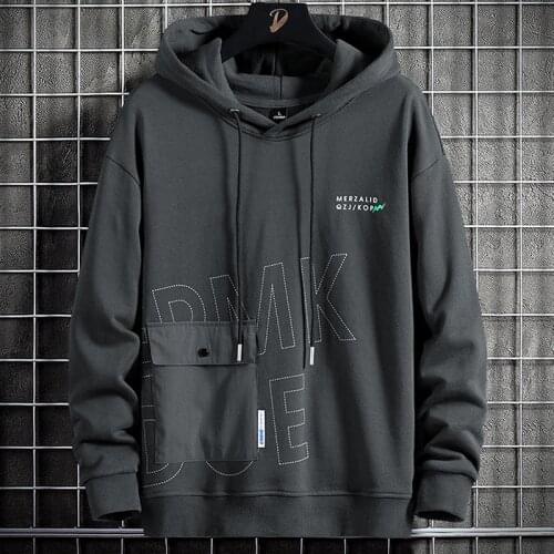 2021 Brand New Big Pockets Pullover Hoodie Men Oversize Hooded Letter Sweatshirts Male Long Sleeved Hoody Tops Plus Size 8XL