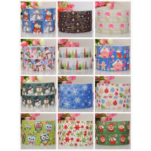 50% sales 5/10/20 yards 22/25mm Merry Christmas Day ribbon printed grosgrain ribbon random delivery