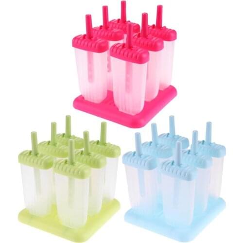 6pcs/set summer Ice Lolly Cream Molds Ice Tray Rectangle Shaped DIY Ice Cream Mold Stick Ice Cream Maker Tools