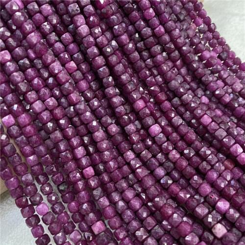 Rubys 4mm Natural Stone Beads Square Faceted Cube For Jewelry Making Necklace Earring bracelet Diy Beads