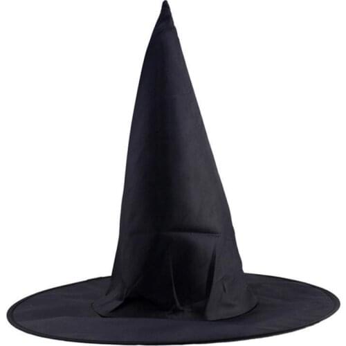 Halloween Black Witch Hat Pointed Hat Pure Black Spiked Witch Hat For Halloween Party Costume Cosplay Accessories