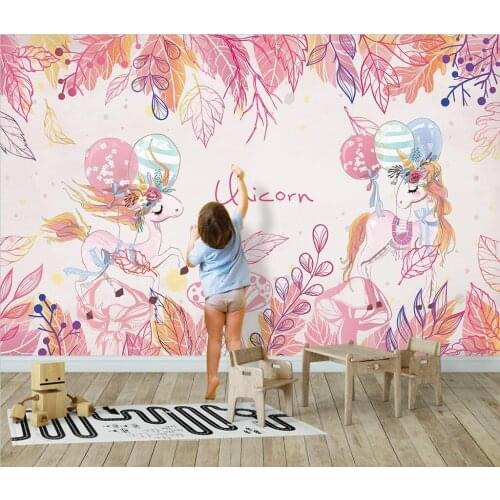 CJSIR Custom Pink Unicorn Wallpapers for Kids Room Decoration Background Bedroom Decor Murals Wall Paper Home Improvement