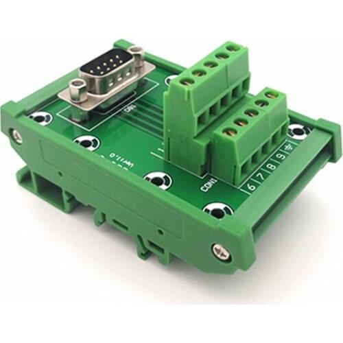 D-SUB DB9 DIN Rail Mount Interface Module Male Header Breakout Board, Terminal Block, Connector