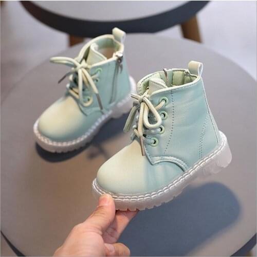 New Spring And Autumn Childrens Martin Boots Boys And Girls Soft Sole On Slip Zipper Fashion Single Boot Baby Walking Shoes