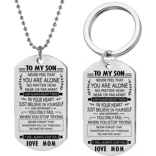 European and American hot jewelry stainless steel tag necklace TO my son letter military pendant pendant can be engraved