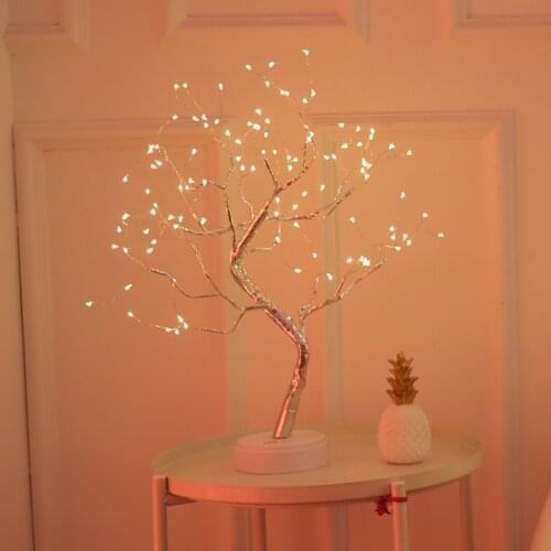 Lantern Copper Wire Tree Light LED Night Light Touch Switch USB Battery Bonsai Tree Light Gypsophila Lamp Party Wedding Decor
