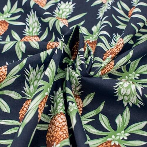 Black Pineapple Print Cotton Fabric For Dress Tissus Coton ImprimÉ Sewing Telas Algodon Estampadas Ткань Au MÈTre Tissu Tela DIY