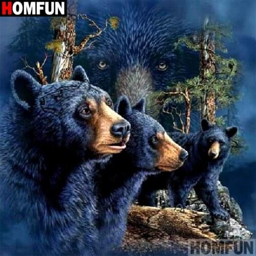 HOMFUN Full Square/Round 5D DIY Diamond Embroidery "Bear" Diamond Painting Cross Stitch Rhinestone 5D A09394