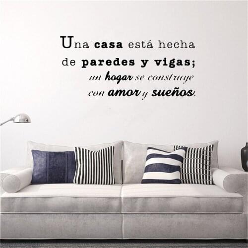 Spanish quotes wall decals Un hogar se construye con amor y suenos wall Sticker home decor Vinyl RU4032