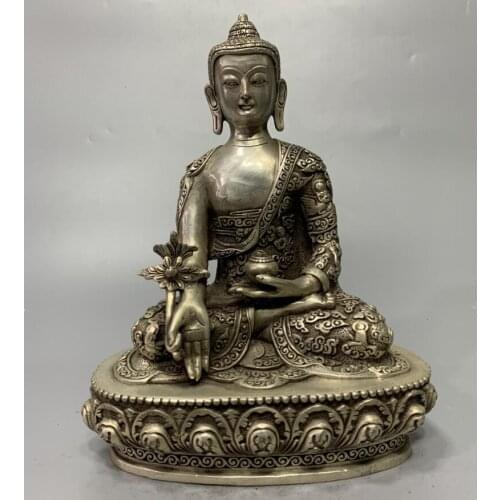 China White copper archaize Sakyamuni Buddha crafts statue