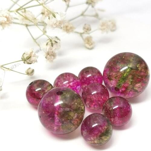 6-16mm Round Multicolor Crackle Synthetic Tourmaline Beads DIY Loose Quartz Beads For Jewelry Making Beads 15'' Accessories