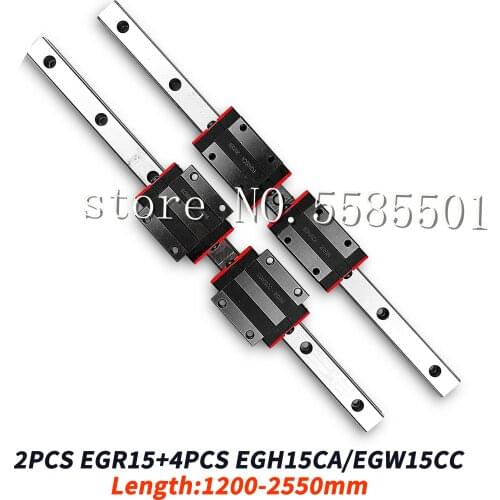 Linear Rail 2pcs EGR15 1200mm-2550mm rail + 4pcs EGH15CA/EGW15CC Linear Guide with Block Carriage CNC 3D Print Part