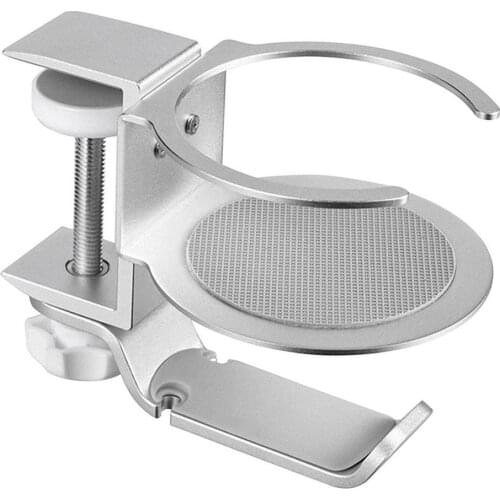 Multi-functional Aluminum Alloy Headphone Holder Portable 360 Degree Rotatable Earphone Desk Clip With Rotating Cup Holder