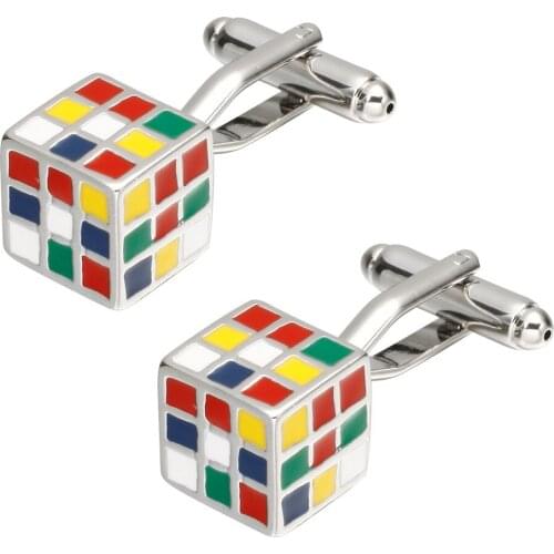 Fashionable colorful magic cube sleeve nail French long sleeve shirt sleeve nail shirt accessories Cufflinks