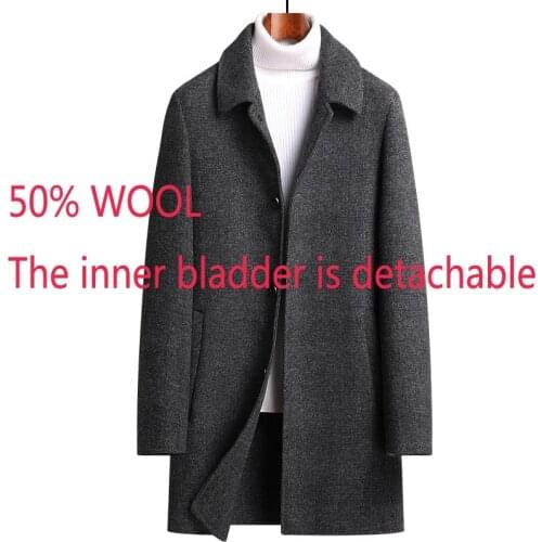 New High Quality Winter Down Inner Liner Thickened Double Faced Coat Men Cashmere Woolen Casual Thick Men Size M L XL 2XL 3XL
