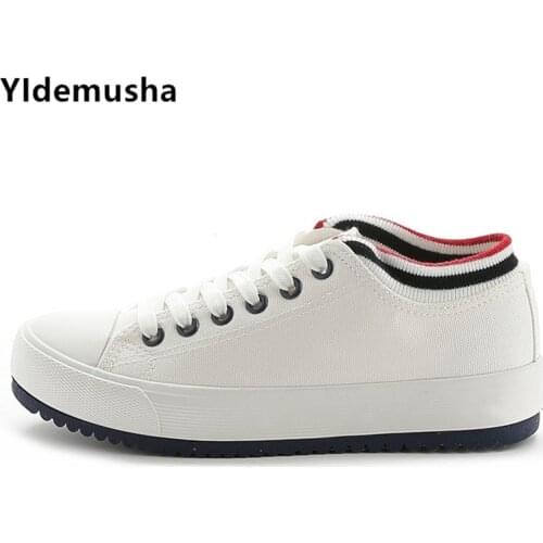 New Style Red Breathable Canvas Casual Shoes Women Sneakers 2020 Spring Autumn White Sneakers Comfortable Ladies running Shoes