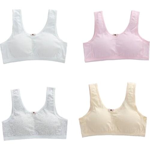 Solid Color Bra Girls Young Teenages Cotton Underwear Wide Shoulder Strap Bras