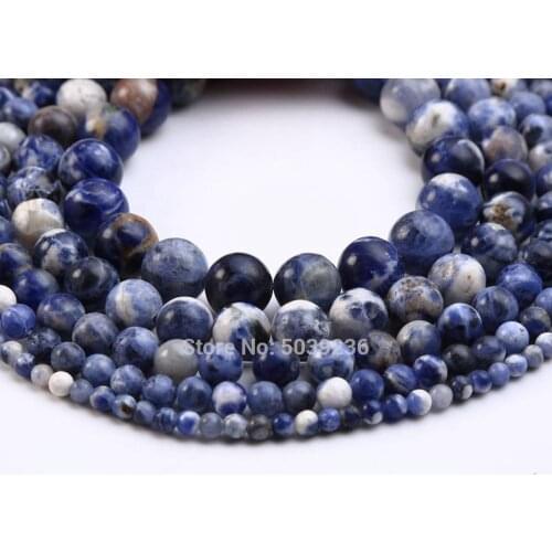 Wholesale Natural Stone Blue Sodalite Beads Round Loose Beads for Needlework Jewelry Making 4-12mm DIY Bracelet