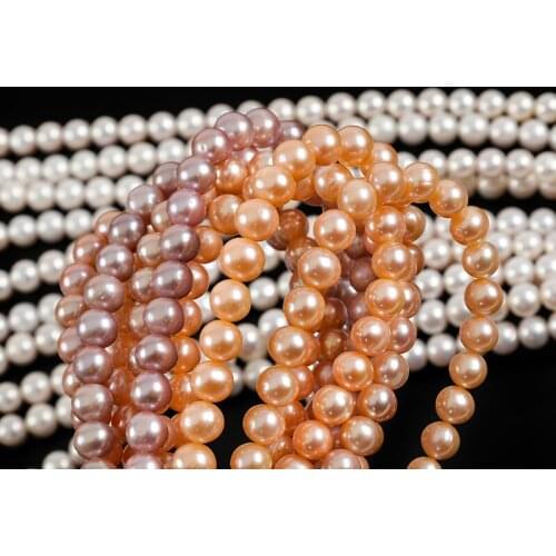 Freshwater Pearl Necklaces Round Shape with Size 9-10mm Perfect Luster for Loose Pearl Strands DIY Fine Jewelry