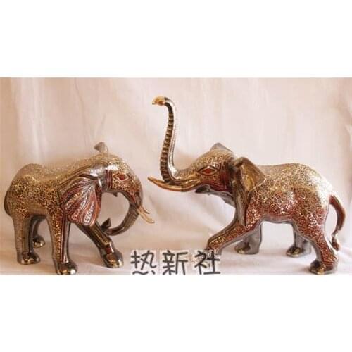 Pakistan bronze 30 inch color elephant animal lovers advanced imported handmade art bronze ornaments
