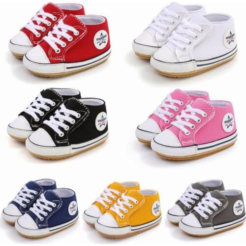 Baby Boy Girl Canvas Shoes Casual Solid Cotton Sneaker Anti-Slip Soft Sole Newborn Infant First Walkers Toddler Shoes 0-18M