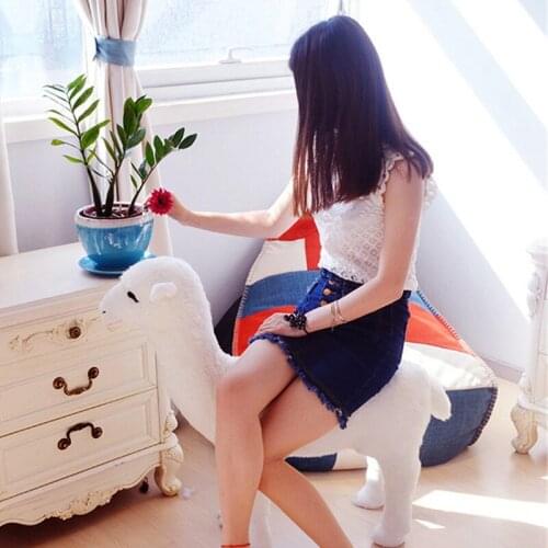 Fancytrader Simulated Alpaca Plush Chair Stuffed Animals Anti-skid Sheep Toys Decoration Sofa Could Load 80kg on the Back