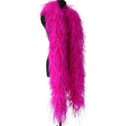 Fluffy White 8 Ply Ostrich Feathers Boa Decoration for Party Wedding Dress Shawl Clothes Sewing Craft Plume Accessories 2 Meter