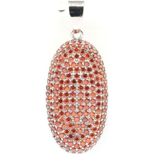 40x16mm Luxury Created Pink Kunzite Orange Spessartine Garnet For Womans Wedding Silver Pendant