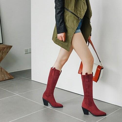 Knights' boots, pointed, thick heels, casual, all-around, high heels, pointed riding boots, high boots, army boots, large size 4