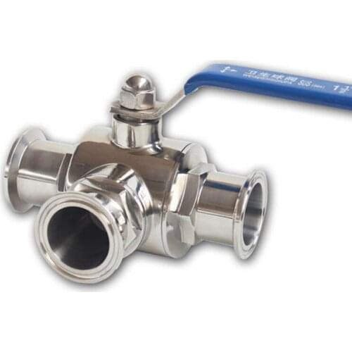 Sanitary three way Ball valve 2" 51mm stainless steel Food grade Sanitary clamp Ferrule Quick connect ball valve